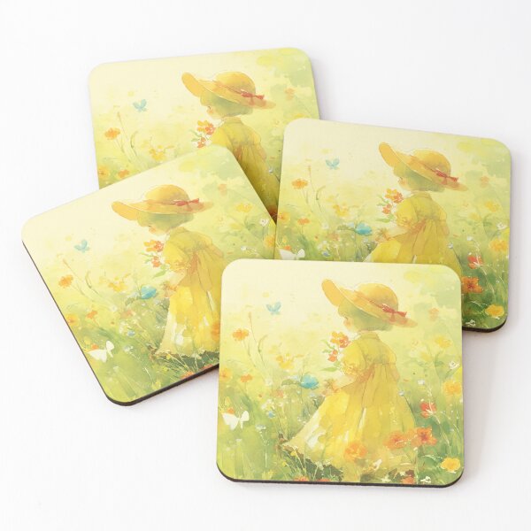 Item preview, Little Explorer in a Citron Field / Whimsical Watercolor Fantasy Pastel Art designed and sold by SweetSprash.