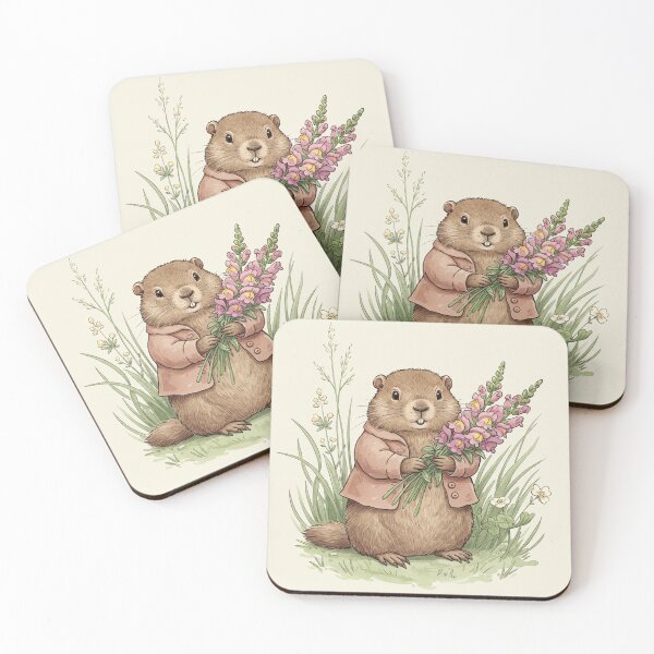 Item preview, Groundhog with Snapdragon Bouquet designed and sold by Pasteltone.