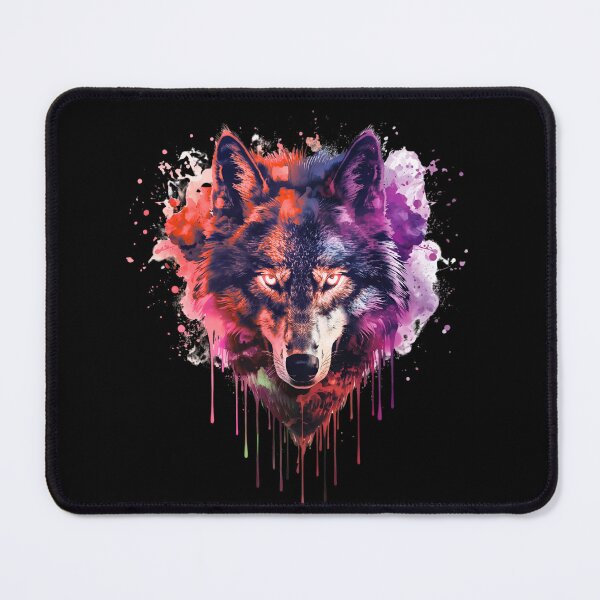 Item preview, Ghost Wolf – Glowing Cyan and Violet Spirit Wolf Art | Neon Watercolor Fantasy Design designed and sold by ColorSplash123.