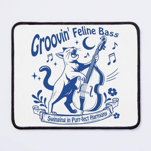 Item preview, Groovin’ Jazz Cat – Singing with Upright Bass_WH designed and sold by AckeeWolf.