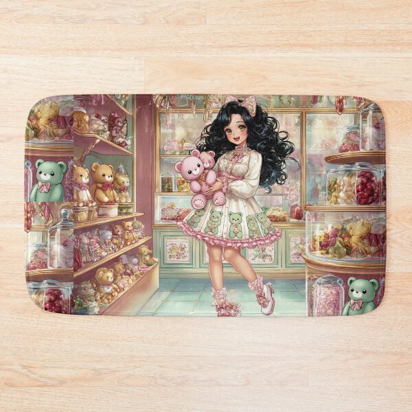 Item preview, Anime girl with her teddy in candy shop designed and sold by Reina75.