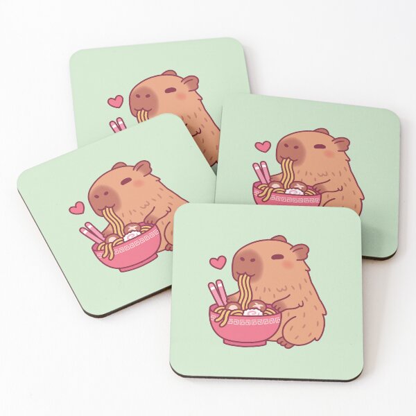 Item preview, Cute Capybara Loves Eating Ramen Noodles designed and sold by rustydoodle.