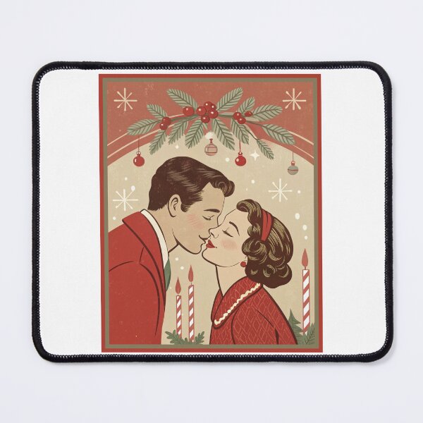 Item preview, Mid-Century Modern Mistletoe Kiss | Retro Holiday Art designed and sold by asliberry.
