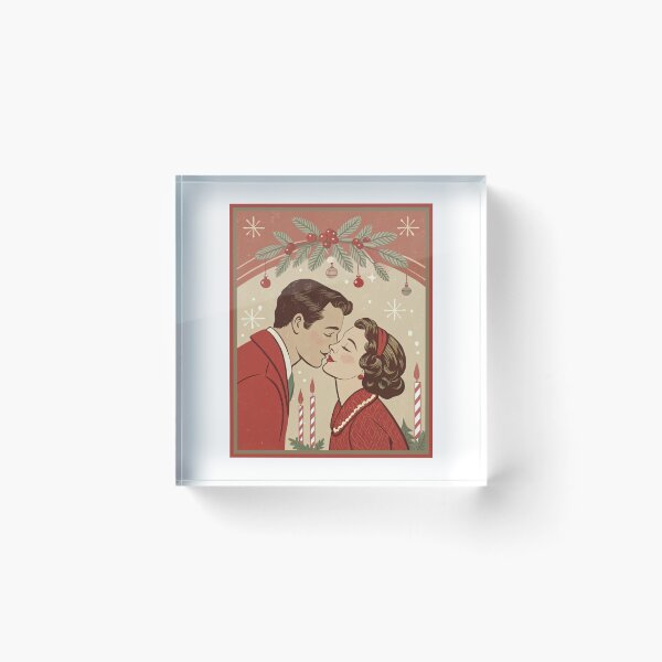 Item preview, Mid-Century Modern Mistletoe Kiss | Retro Holiday Art designed and sold by asliberry.
