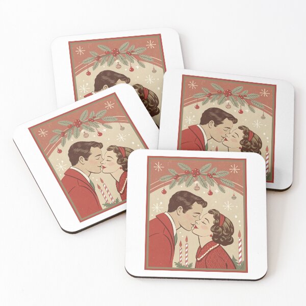 Item preview, Mid-Century Modern Mistletoe Kiss | Retro Holiday Art designed and sold by asliberry.