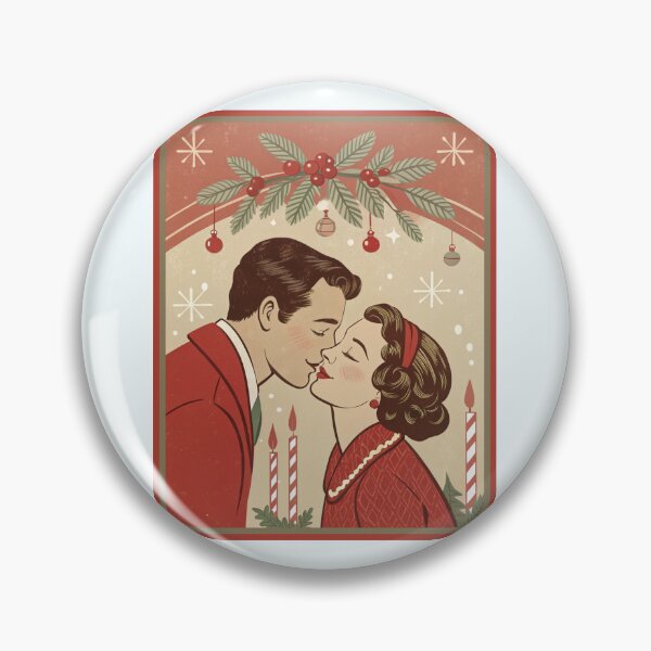 Item preview, Mid-Century Modern Mistletoe Kiss | Retro Holiday Art designed and sold by asliberry.
