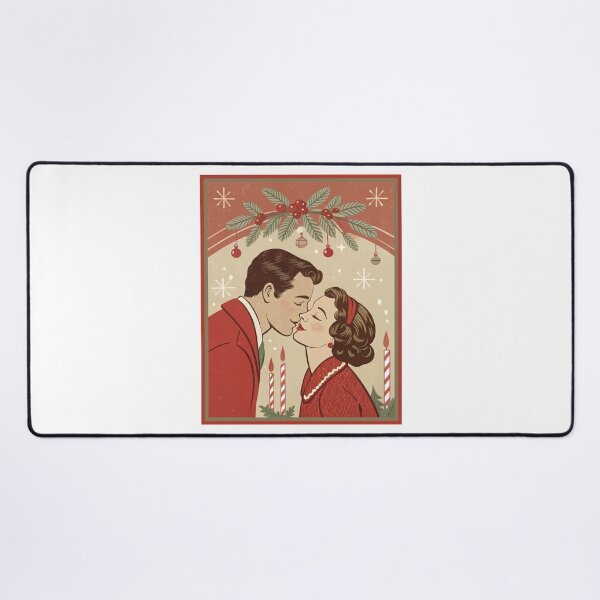 Item preview, Mid-Century Modern Mistletoe Kiss | Retro Holiday Art designed and sold by asliberry.