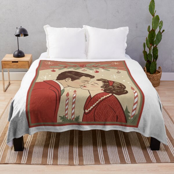 Item preview, Mid-Century Modern Mistletoe Kiss | Retro Holiday Art designed and sold by asliberry.