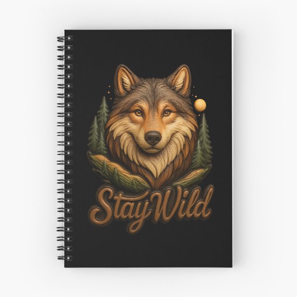 Aperçu de l'œuvre 3D Stay Wild Wolf – Design Esprit Nature créée et vendue par SilentMaple.