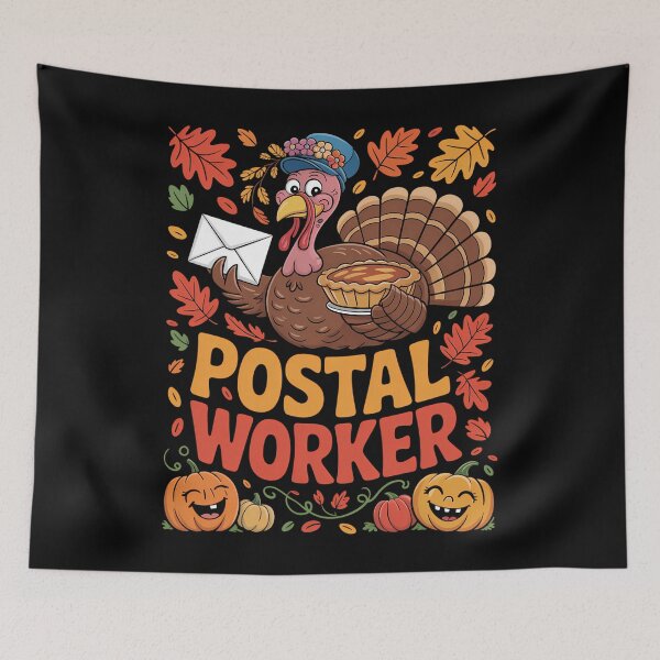 Artikelvorschau, Postangestellter Job Thanksgiving Truthahn Blume Herbst Kürbisse entworfen und verkauft von LunaCrazeArt.