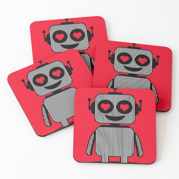 Item preview, Retro Love Robot with Heart Eyes Red designed and sold by Mindful Wall Art Studio.