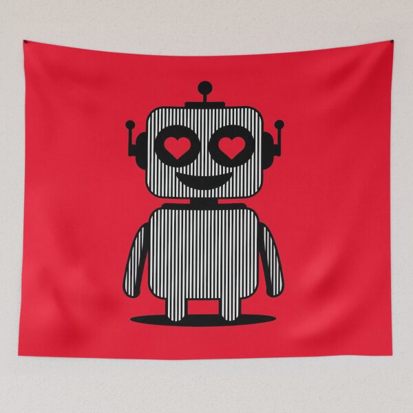 Item preview, Retro Love Robot with Heart Eyes Red designed and sold by Ed & Harmony.