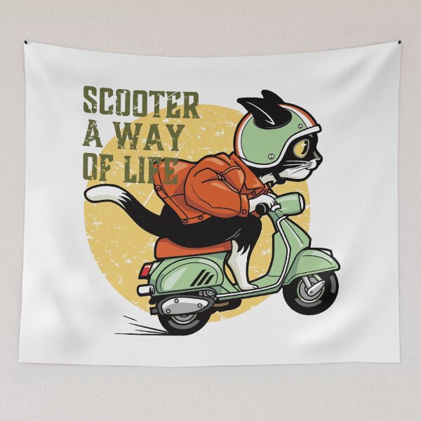 Item preview, Retro Scooter Cat – Vintage Ride with Style designed and sold by AckeeWolf.
