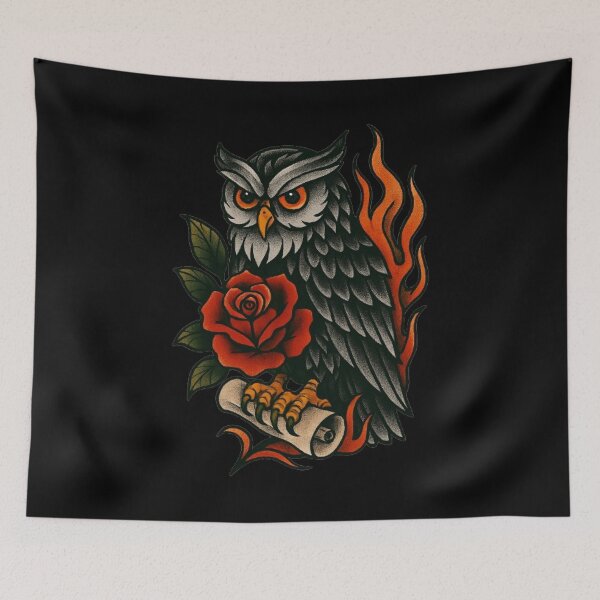 Item preview, Owl Tattoo designed and sold by FLATVAC STICKER.