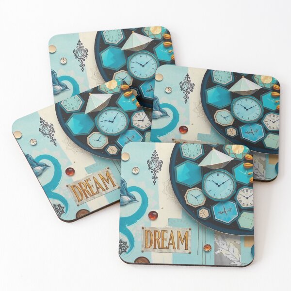 Item preview, Dream Turquoise Mixed media collage  designed and sold by FloatingGardens.