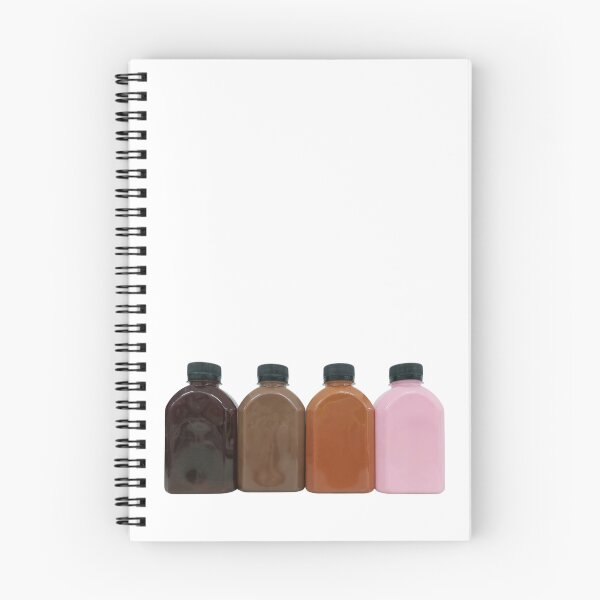 Item preview, Coffee, chocolate, Thai tea, and strawberry flavored milk in plastic bottles on white background. designed and sold by Pat-Koon.