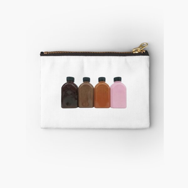 Item preview, Coffee, chocolate, Thai tea, and strawberry flavored milk in plastic bottles on white background. designed and sold by Pat-Koon.