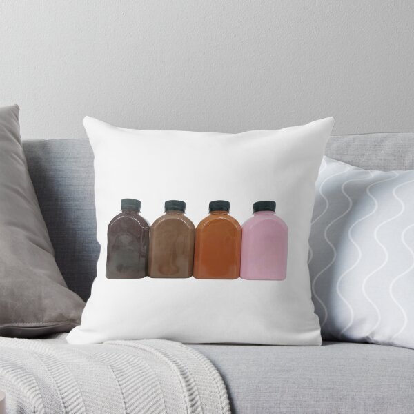 Item preview, Coffee, chocolate, Thai tea, and strawberry flavored milk in plastic bottles on white background. designed and sold by Pat-Koon.