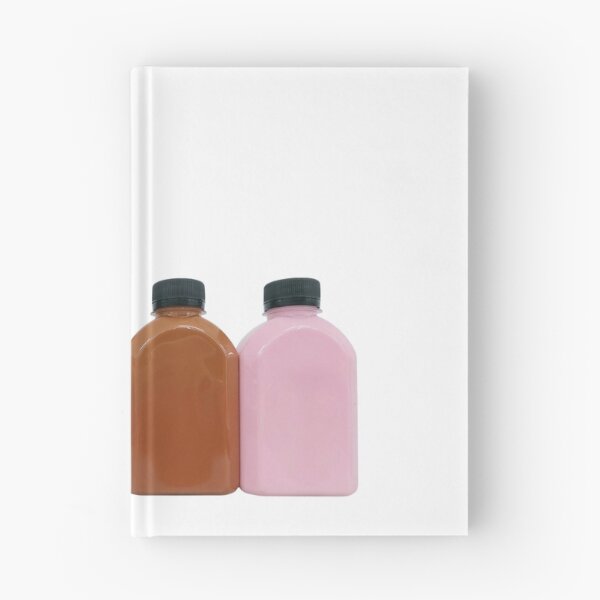 Item preview, Coffee, chocolate, Thai tea, and strawberry flavored milk in plastic bottles on white background. designed and sold by Pat-Koon.