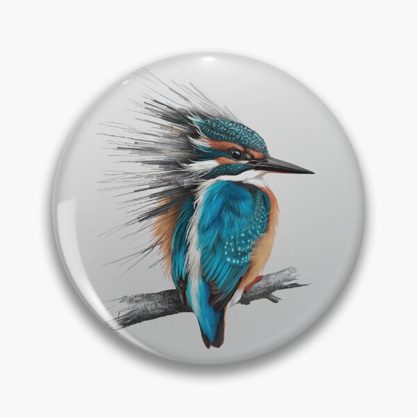 Item preview, Kingfisher Bird Turquoise Sketch Wildlife Art designed and sold by Ed & Harmony.