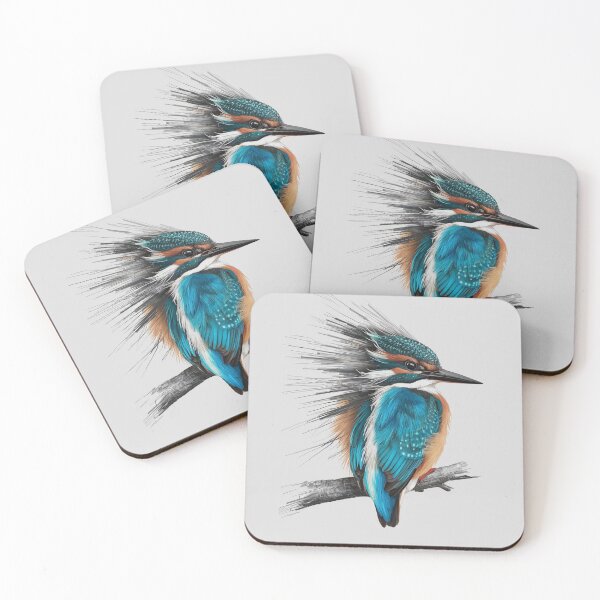 Item preview, Kingfisher Bird Turquoise Sketch Wildlife Art designed and sold by Ed & Harmony.