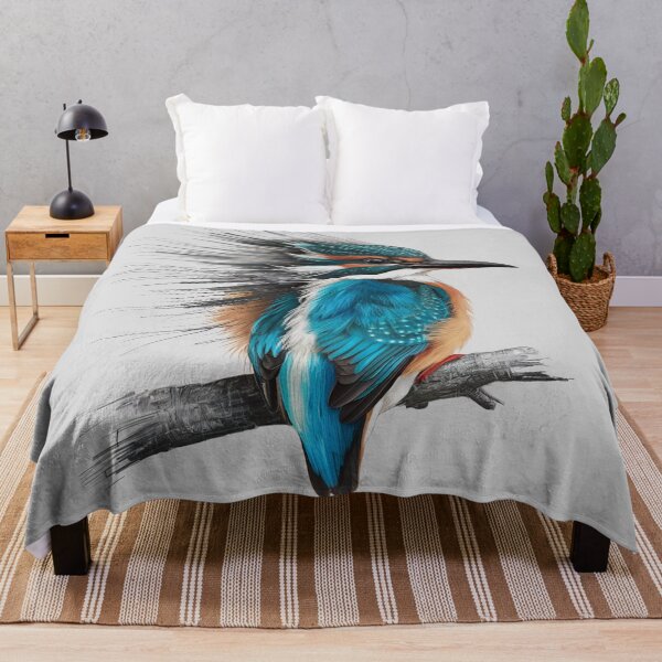 Item preview, Kingfisher Bird Turquoise Sketch Wildlife Art designed and sold by Mindful Wall Art Studio.