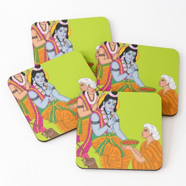Item preview, Lord Rama with Shabri Digital Artwork | Divine Meeting from Ramayana | Hindu Spiritual Wall Art designed and sold by Harshit_Digital_Arts.