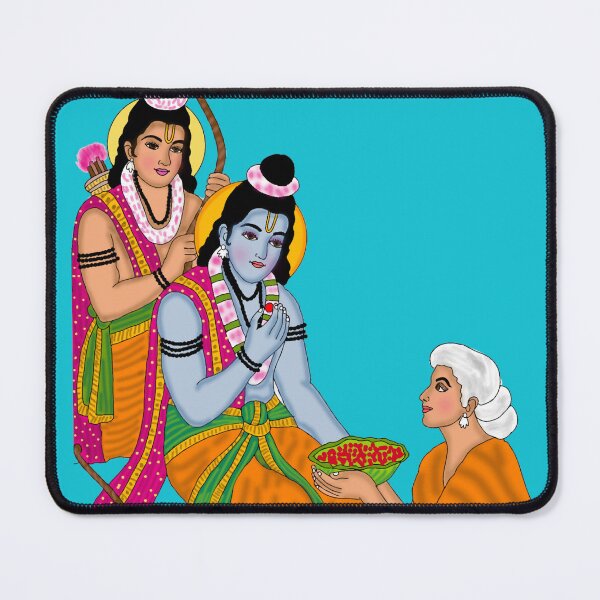 Item preview, Lord Rama with Shabri Digital Artwork | Divine Meeting from Ramayana | Hindu Spiritual Wall Art designed and sold by Harshit_Digital_Arts.