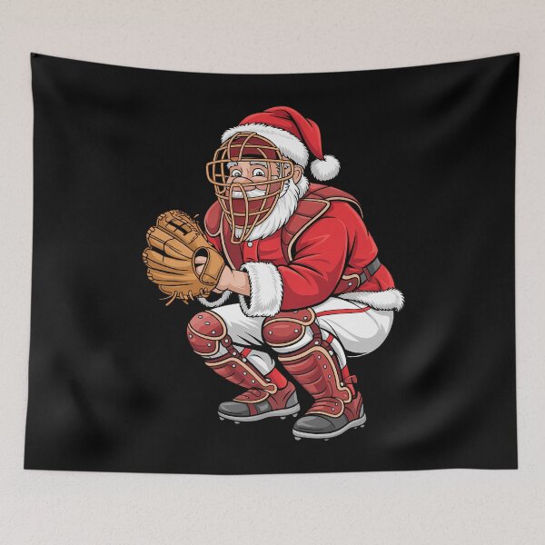 Item preview, Christmas Santa Claus Baseball Catcher Xmas designed and sold by blueyeeti.