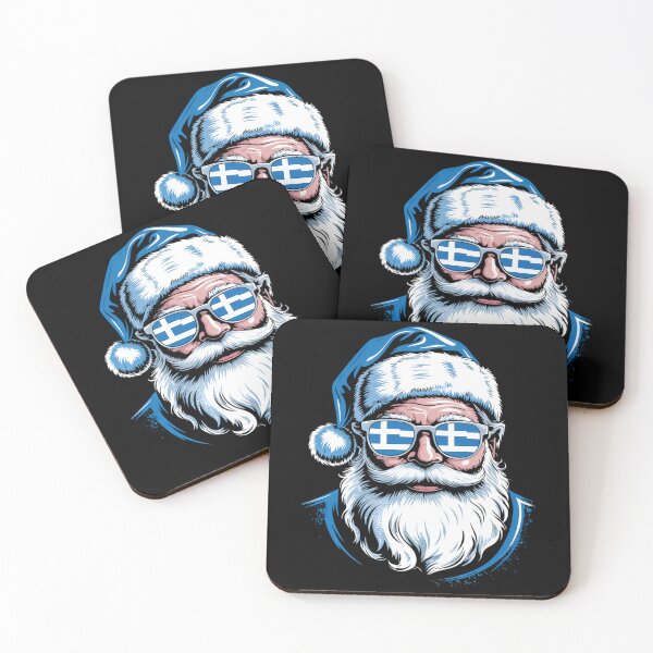 Item preview, Christmas Santa Claus Greece Flag designed and sold by blueyeeti.