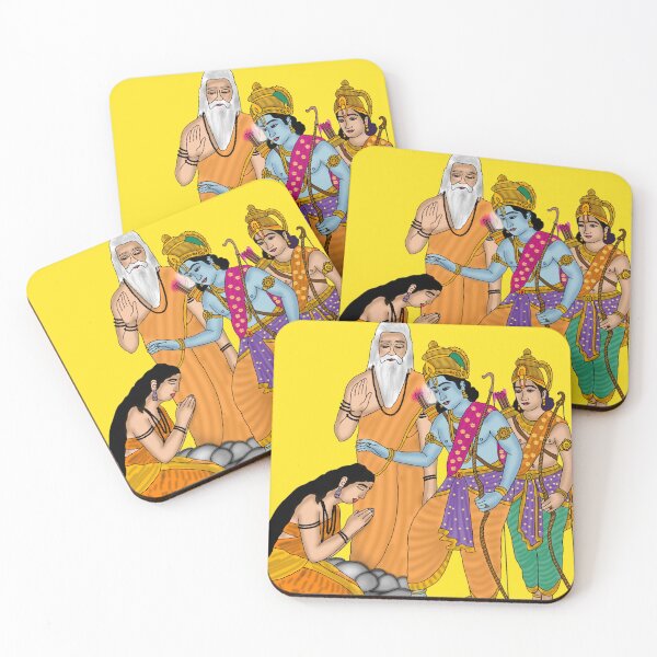 Item preview, Lord Rama with Ahilya Digital Artwork | Divine Redemption Scene | Hindu Spiritual Wall Decor designed and sold by Harshit_Digital_Arts.