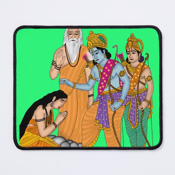 Item preview, Lord Rama with Ahilya Digital Artwork | Divine Redemption Scene | Hindu Spiritual Wall Decor designed and sold by Harshit_Digital_Arts.