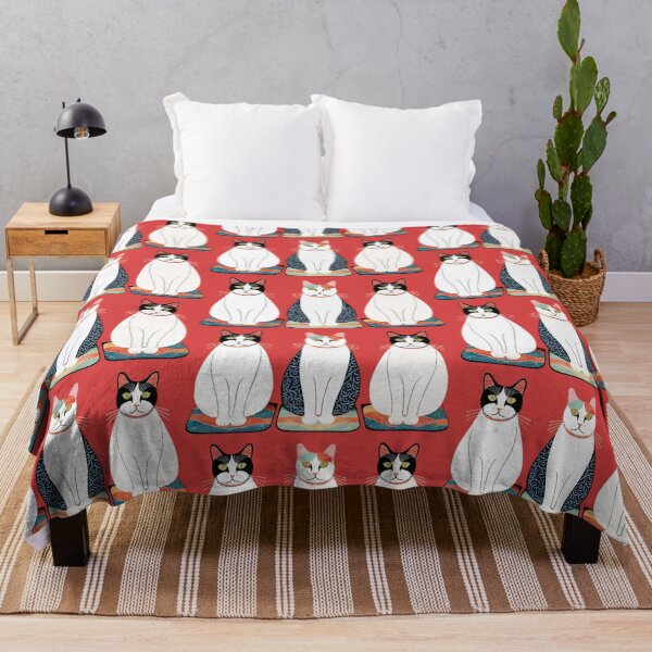 Item preview, Three Elegant Cats in Japanese Patterned Kimono Style designed and sold by LEO'S CREATURE　れおずくりーちゃー.