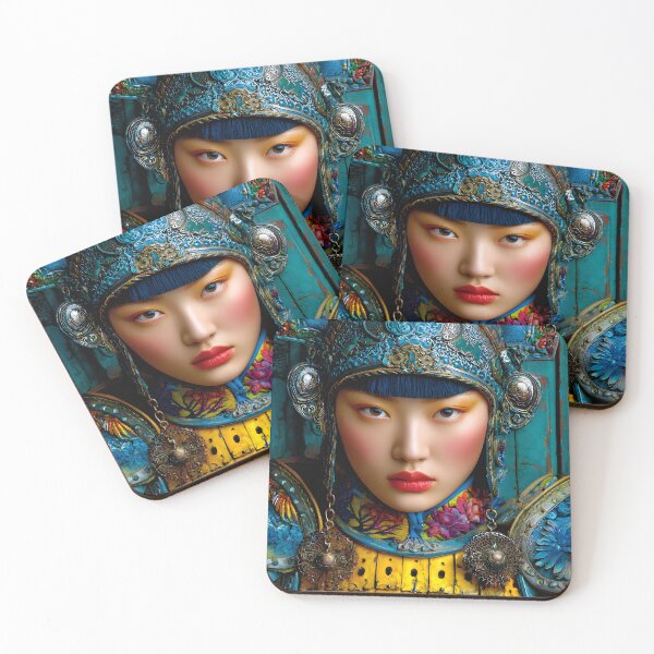 Item preview, Vibrant Warrior Portrait with Floral Armor Design designed and sold by Artessie.