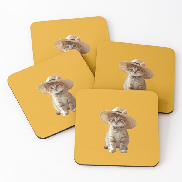 Item preview, Sunny Whiskers – The Fashionable Kitten in a Straw Hat designed and sold by PixelVibe782.