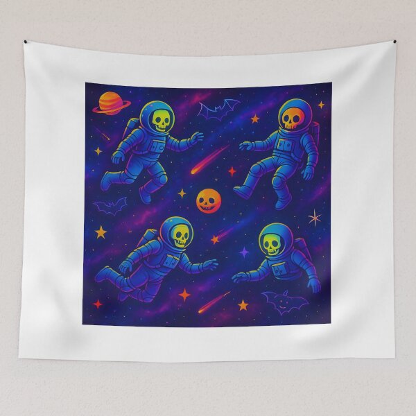 Item preview, Celestial Pumpkin Patch  Cute Ghost Galaxy  Whimsical Halloween in Space  Cosmic Friends Pattern  Pumpkin Planet Party designed and sold by Gallery-yuuna .