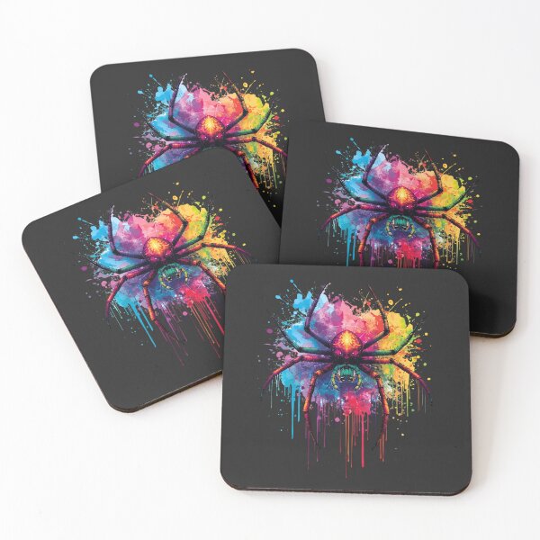 Item preview, Neon Spider Queen – Glowing Rainbow-Legged Spider with Watercolor Web, Design designed and sold by ColorSplash123.