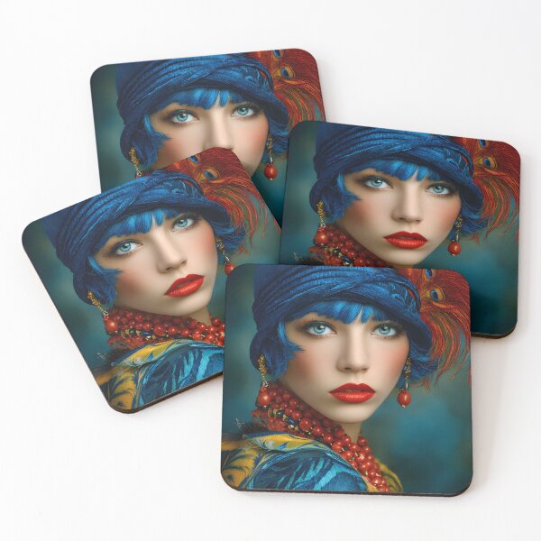 Item preview, Striking Fashion Portrait with Bold Colors and Feathers designed and sold by Artessie.