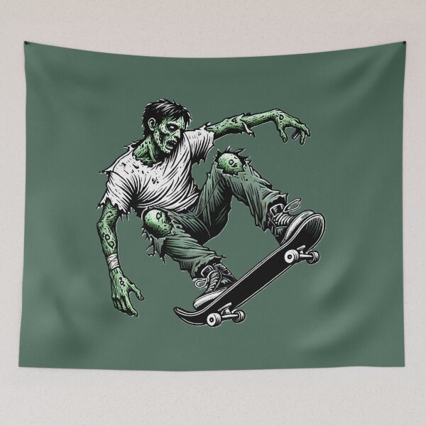 Item preview, Zombie Skater Boy Horror Punk Street Art Print designed and sold by PinUpPizzazz.