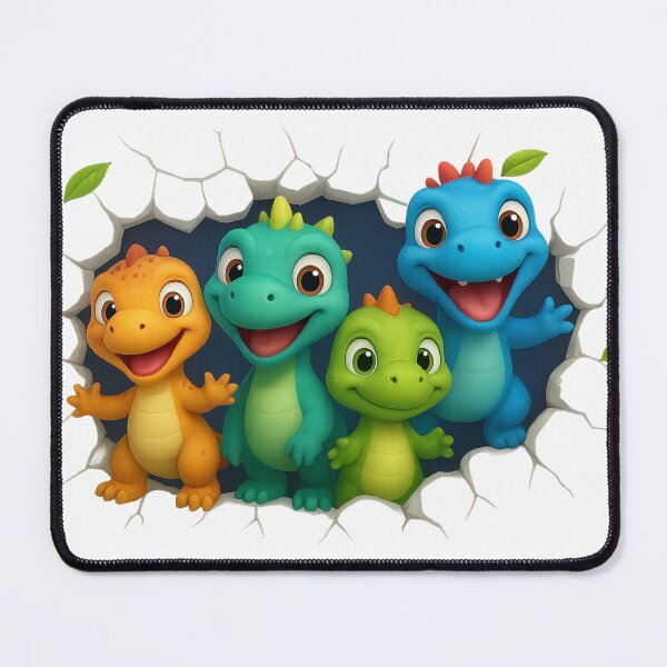 Item preview, Cute Baby Dinosaur Squad – Adorable 3D Cartoon Dino Friends | Funny Dino Art for Kids, Cute Dino Sticker, Shirt & Mug Design designed and sold by 5CatDesign.