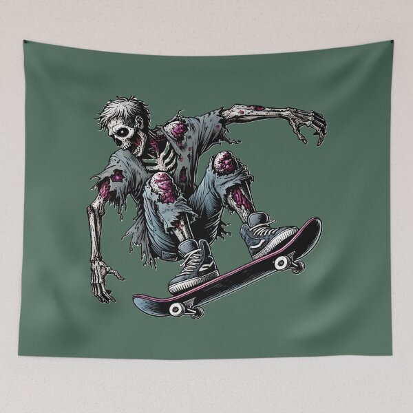 Item preview, Zombie Skater Boy Horror Punk Street Art Print designed and sold by PinUpPizzazz.