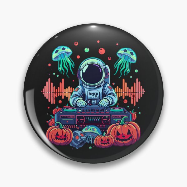 Item preview, Neon Astronaut DJ Jellyfish Halloween Design designed and sold by ColorSplash123.