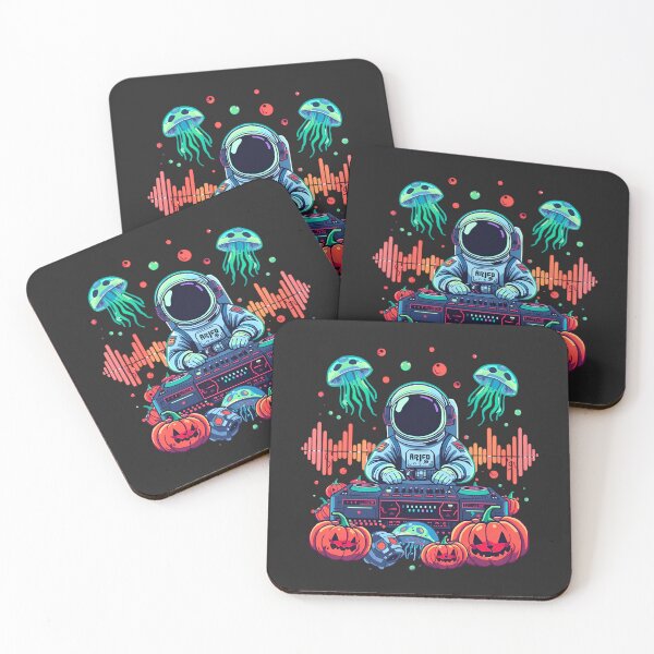 Item preview, Neon Astronaut DJ Jellyfish Halloween Design designed and sold by ColorSplash123.