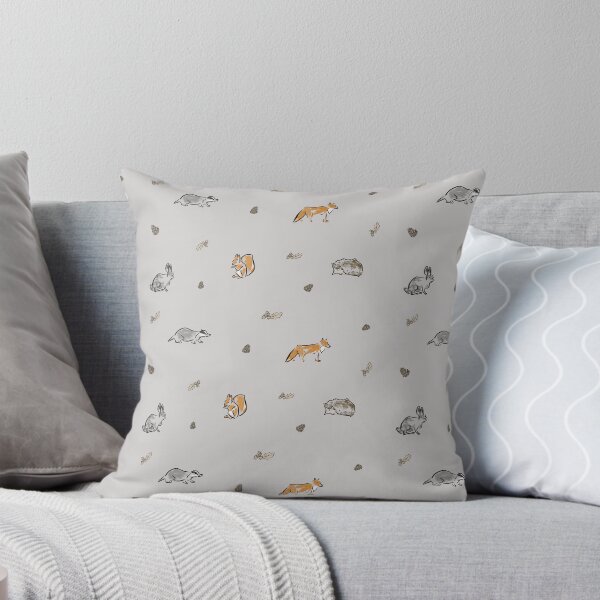 Item preview, Animales de bosque Patrón Rabbit Badger Fox Hare Hedgehog Squirrel beige designed and sold by SpottedBadger.