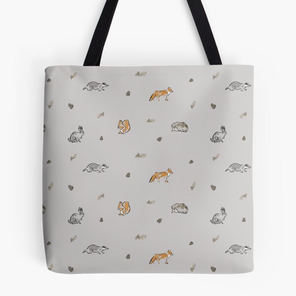 Aperçu de l'œuvre Woodland Animaux Motif Lapin Blaireau Fox Hare Hérisson écureuil beige créée et vendue par SpottedBadger.