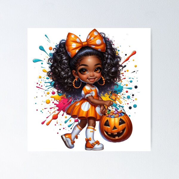 Item preview, Pumpkin Baby with Candy Bucket – Black Girl Halloween designed and sold by Lulunza.
