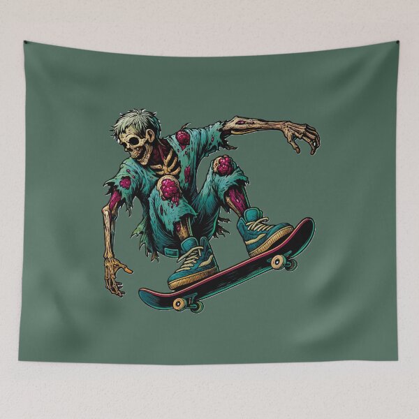Item preview, Zombie Skater Boy Horror Punk Street Art Print designed and sold by PinUpPizzazz.