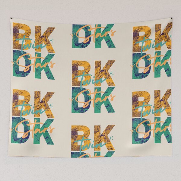 Item preview, Bakudeku Twin Stars typography teal green and orange designed and sold by gibbianne.