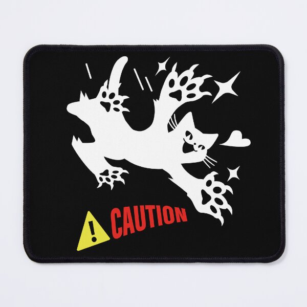 Item preview, Caution: Jumping Cat - Funny Feline Warning Design_BK designed and sold by AckeeWolf.