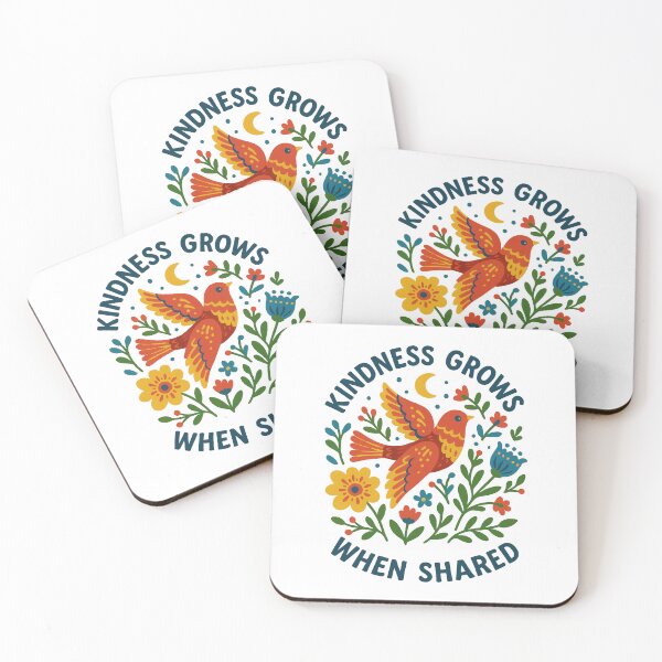 Item preview, Kindness Grows When Shared – Colorful Folk Art Bird and Flowers Design designed and sold by inkoutninja.